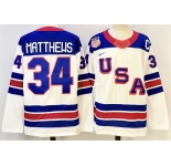 Men's USA #34 Auston Matthews White 2025-2026 With C Patch Stitched Jersey