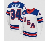 Men's USA #34 Auston Matthews White 2026 Stitched Jersey