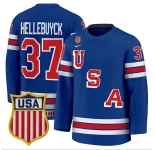 Men's USA #37 Connor Hellebuyck Home Blue 2026 Olympic Hockey Jersey