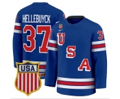 Men's USA #37 Connor Hellebuyck Home Blue 2026 Olympic Hockey Jersey