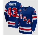 Men's USA #43 Quinn Hughes Royal 2026 Stitched Jersey