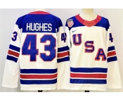 Men's USA #43 Quinn Hughes White 2025-2026 Stitched Jersey