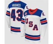 Men's USA #43 Quinn Hughes White 2026 Stitched Jersey