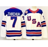 Men's USA #7 Brady Tkachuk White 2025-2026 Stitched Jersey