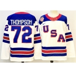 Men's USA #72 Tage Thompson White 2025-2026 Stitched Jersey