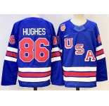 Men's USA #86 Jack Hughes Blue 2025-2026 Stitched Jersey