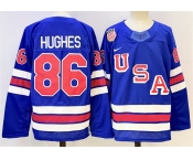 Men's USA #86 Jack Hughes Blue 2025-2026 Stitched Jersey