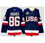 Men's USA #86 Jack Hughes Blue 2026 Stitched Jersey