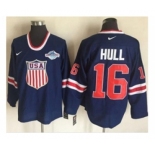 Team USA #16 Brett Hull Navy Blue 2014 Olympic Nike Throwback Stitched NHL Jersey