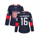Women's Adidas Team USA #16 James van Riemsdyk Premier Navy Blue Away 2016 World Cup Hockey Jersey