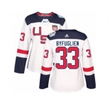 Women's Adidas Team USA #33 Dustin Byfuglien Authentic White Home 2016 World Cup Hockey Jersey