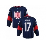 Youth Adidas Team USA #17 Ryan Kesler Premier Navy Blue Away 2016 World Cup Ice Hockey Jersey