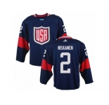 Youth Adidas Team USA #2 Matt Niskanen Premier Navy Blue Away 2016 World Cup Ice Hockey Jersey