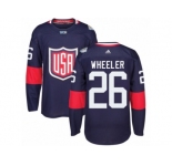 Youth Adidas Team USA #26 Blake Wheeler Premier Navy Blue Away 2016 World Cup Ice Hockey Jersey