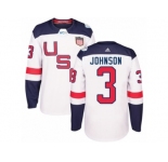 Youth Adidas Team USA #3 Jack Johnson Authentic White Home 2016 World Cup Ice Hockey Jersey