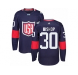 Youth Adidas Team USA #30 Ben Bishop Premier Navy Blue Away 2016 World Cup Ice Hockey Jersey