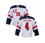 Youth Adidas Team USA #4 John Carlson Authentic White Home 2016 World Cup Ice Hockey Jersey