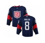 Youth Adidas Team USA #8 Joe Pavelski Premier Navy Blue Away 2016 World Cup Ice Hockey Jersey