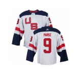 Youth Adidas Team USA #9 Zach Parise Premier White Home 2016 World Cup Ice Hockey Jersey