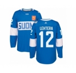 Men's Adidas Team Finland #12 Jori Lehtera Premier Blue Away 2016 World Cup of Hockey Jersey