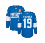 Men's Adidas Team Finland #19 Mikko Koskinen Premier Blue Away 2016 World Cup of Hockey Jersey