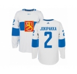 Men's Adidas Team Finland #2 Jyrki Jokipakka Premier White Home 2016 World Cup of Hockey Jersey