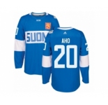 Men's Adidas Team Finland #20 Sebastian Aho Premier Blue Away 2016 World Cup of Hockey Jersey