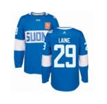 Men's Adidas Team Finland #29 Patrik Laine Premier Blue Away 2016 World Cup of Hockey Jersey