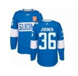Men's Adidas Team Finland #36 Jussi Jokinen Authentic Blue Away 2016 World Cup of Hockey Jersey