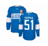 Men's Adidas Team Finland #51 Valtteri Filppula Premier Blue Away 2016 World Cup of Hockey Jersey