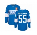 Men's Adidas Team Finland #55 Rasmus Ristolainen Premier Blue Away 2016 World Cup of Hockey Jersey
