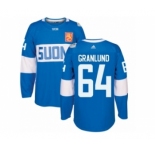 Men's Adidas Team Finland #64 Mikael Granlund Authentic Blue Away 2016 World Cup of Hockey Jersey