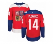 Men's Adidas Team Czech Republic #14 Tomas Plekanec Authentic Red Away 2016 World Cup of Hockey Jersey