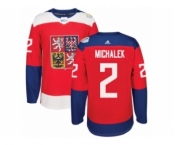 Men's Adidas Team Czech Republic #2 Zbynek Michalek Authentic Red Away 2016 World Cup of Hockey Jersey