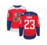Men's Adidas Team Czech Republic #23 Dmitrij Jaskin Authentic Red Away 2016 World Cup of Hockey Jersey