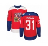 Men's Adidas Team Czech Republic #31 Ondrej Pavelec Premier Red Away 2016 World Cup of Hockey Jersey