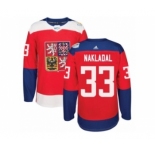Men's Adidas Team Czech Republic #33 Jakub Nakladal Authentic Red Away 2016 World Cup of Hockey Jersey