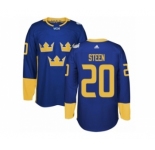 Men's Adidas Team Sweden #20 Alexander Steen Premier Royal Blue Away 2016 World Cup of Hockey Jersey