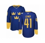Men's Adidas Team Sweden #41 Robin Lehner Premier Royal Blue Away 2016 World Cup of Hockey Jersey