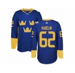 Men's Adidas Team Sweden #62 Carl Hagelin Premier Royal Blue Away 2016 World Cup of Hockey Jersey