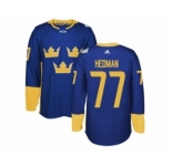 Men's Adidas Team Sweden #77 Victor Hedman Authentic Royal Blue Away 2016 World Cup of Hockey Jersey