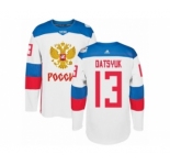 Men's Adidas Team Russia #13 Pavel Datsyuk Premier White Home 2016 World Cup of Hockey Jersey