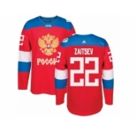 Men's Adidas Team Russia #22 Nikita Zaitsev Premier Red Away 2016 World Cup of Hockey Jersey
