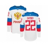 Men's Adidas Team Russia #22 Nikita Zaitsev Premier White Home 2016 World Cup of Hockey Jersey