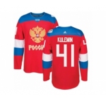 Men's Adidas Team Russia #41 Nikolay Kulemin Premier Red Away 2016 World Cup of Hockey Jersey