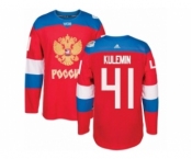 Men's Adidas Team Russia #41 Nikolay Kulemin Premier Red Away 2016 World Cup of Hockey Jersey