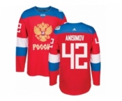 Men's Adidas Team Russia #42 Artem Anisimov Premier Red Away 2016 World Cup of Hockey Jersey