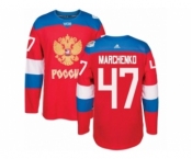 Men's Adidas Team Russia #47 Alexey Marchenko Authentic Red Away 2016 World Cup of Hockey Jersey