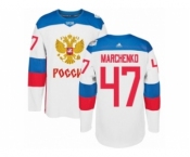 Men's Adidas Team Russia #47 Alexey Marchenko Authentic White Home 2016 World Cup of Hockey Jersey