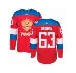 Men's Adidas Team Russia #63 Evgenii Dadonov Premier Red Away 2016 World Cup of Hockey Jersey